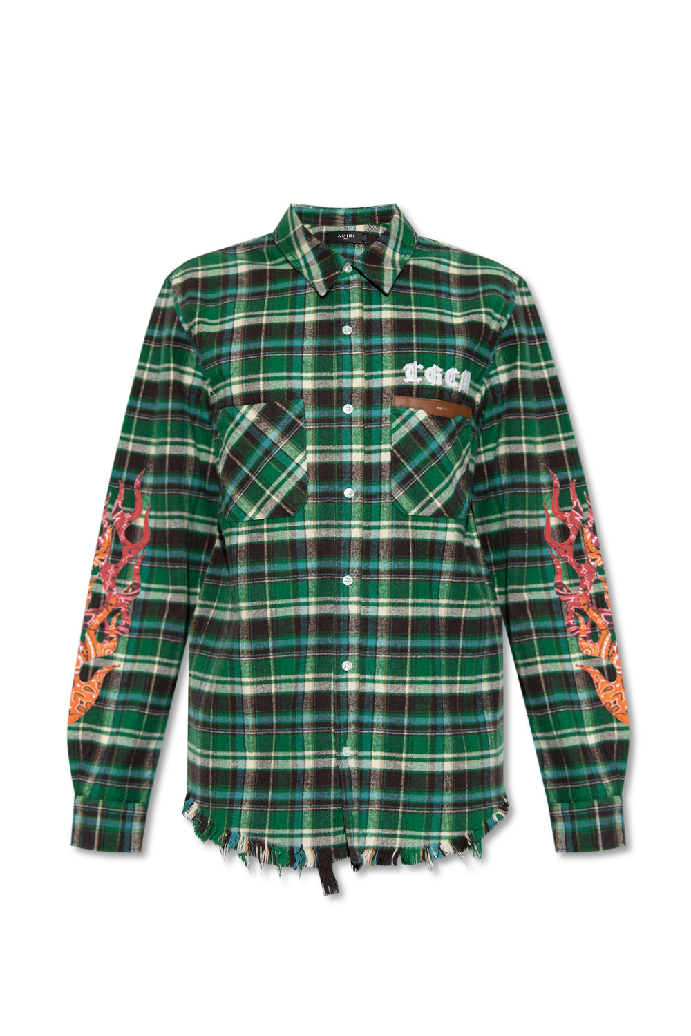 国内配送【AMIRI】コットン フランネル チェック シャツ AMIRI】スター装飾チェック柄コットンフランネルシャツ (AMIRI